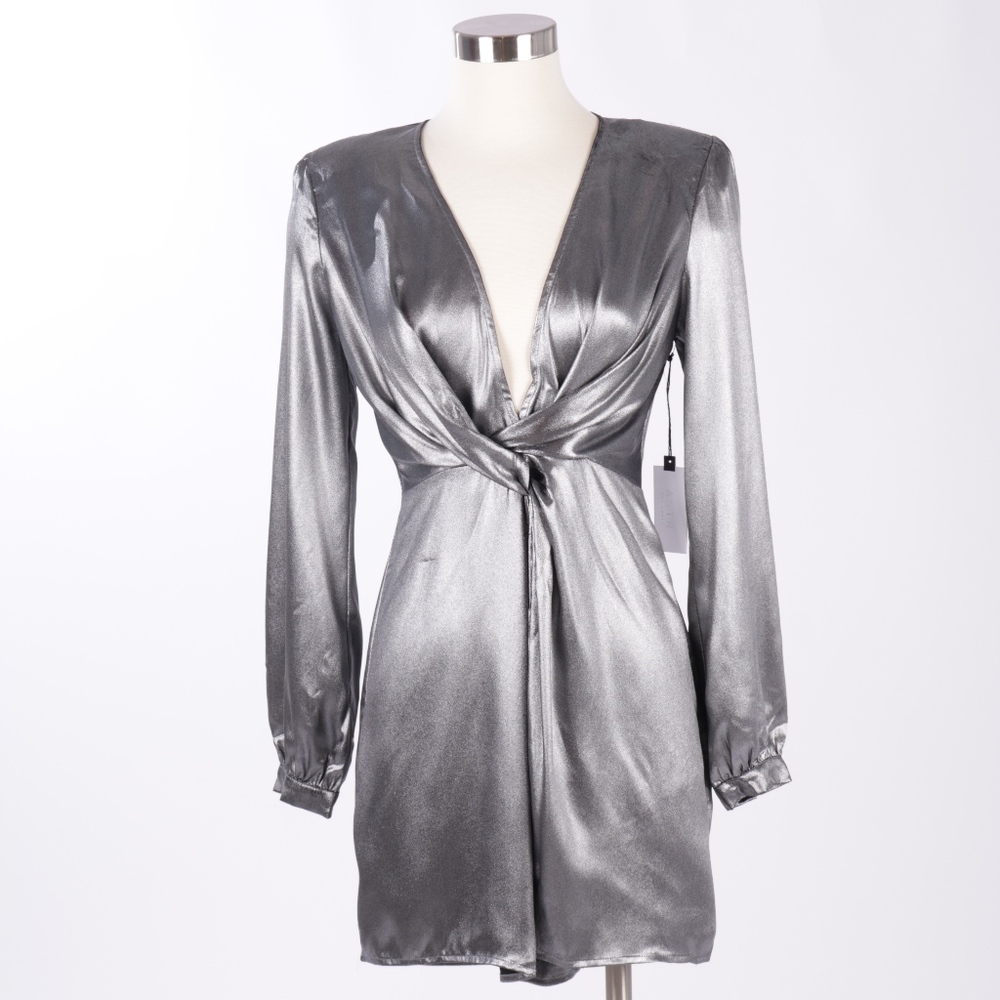 GUNMETAL PLUNGE DRESS